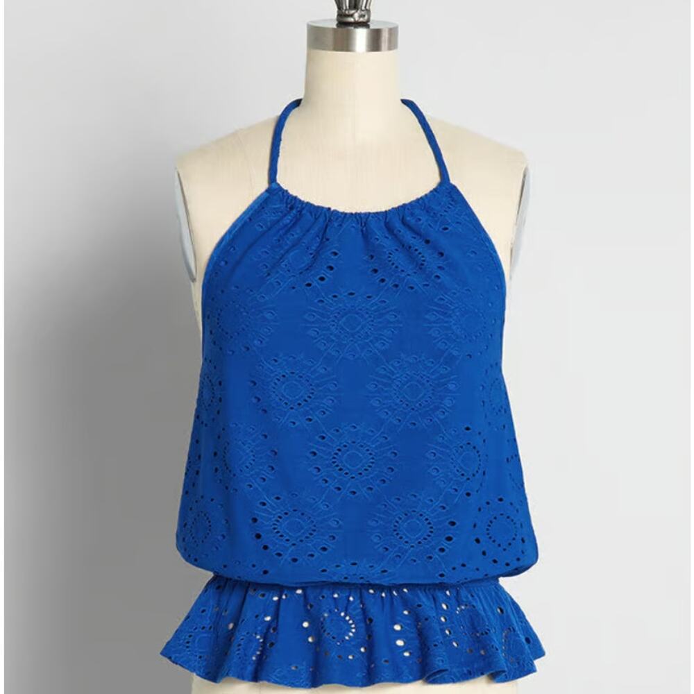 Modcloth Sought After in Sapphire Halter Top Women's Plus Size 2x‎ Summer Bold